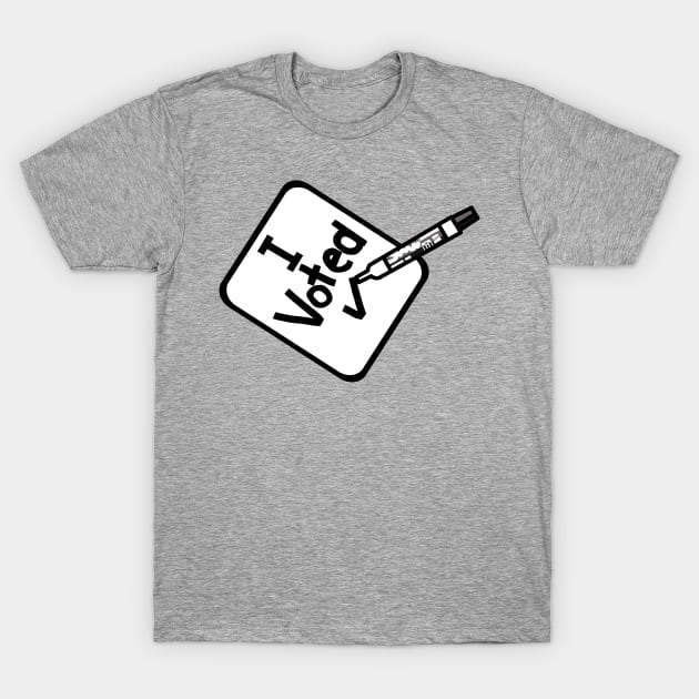 I Voted Sign with Marker Pen T-Shirt by ellenhenryart